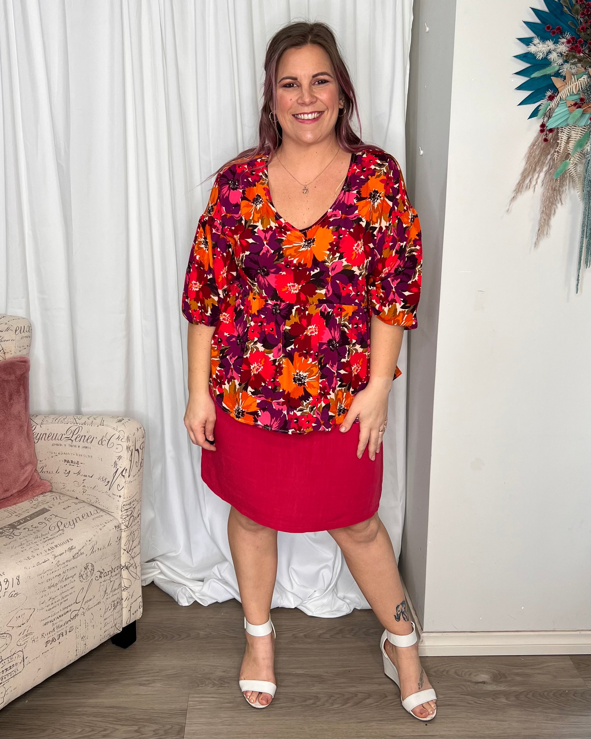 Roxanne Belted Mini Skirt:  
Introducing the Roxanne Belted Straight Silhouette - where style and functionality meet! With its classic straight silhouette, this dress offers a timeless and fla - Ciao Bella Dresses - Sass Clothing