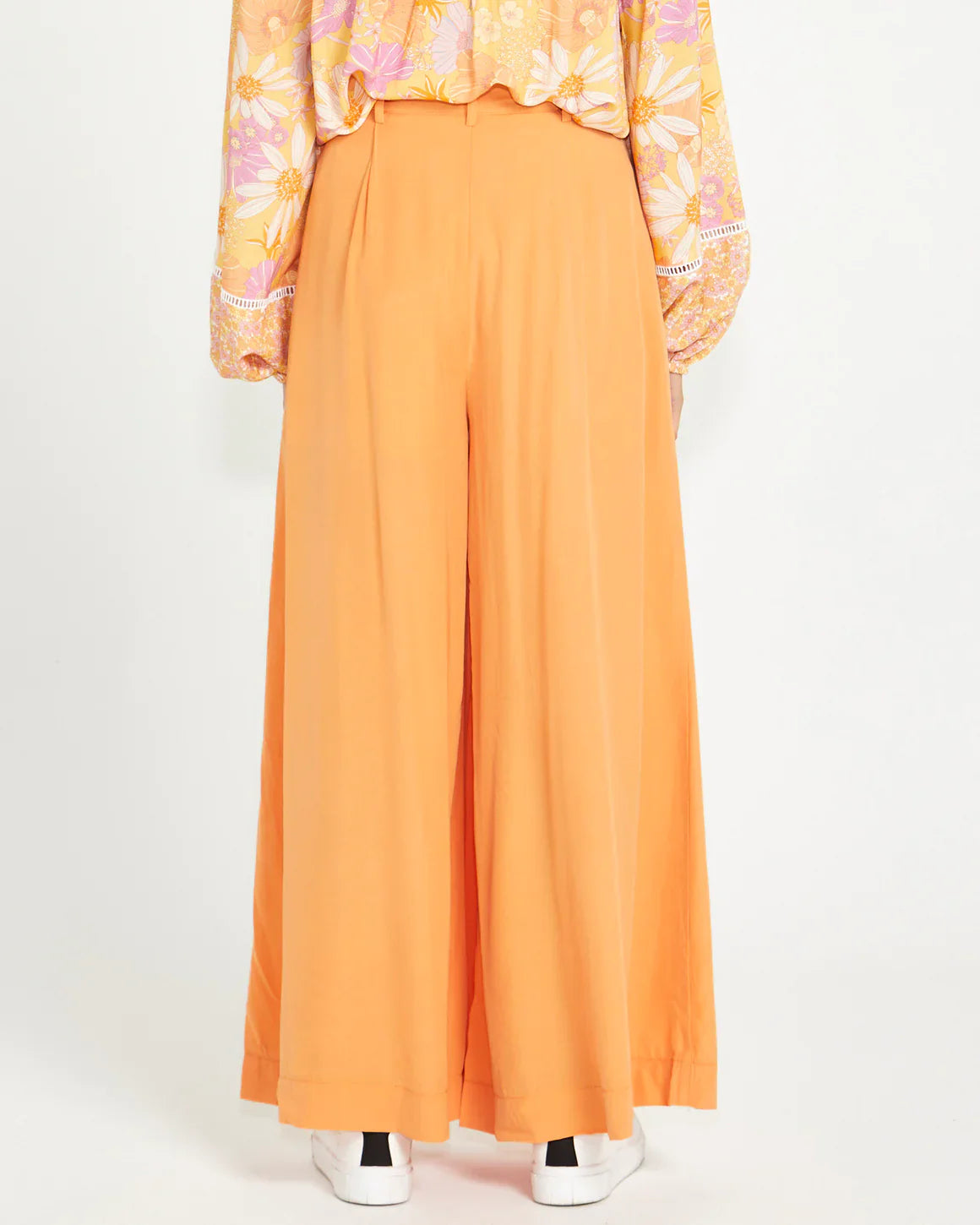 Lillian Palazzo Pants - Melon | Sass Clothing | The Lillian Palazzo Pants are a stunning shape to take you from office to after hours, year round. The pleats at the top streamline into a wide leg for the utmost in