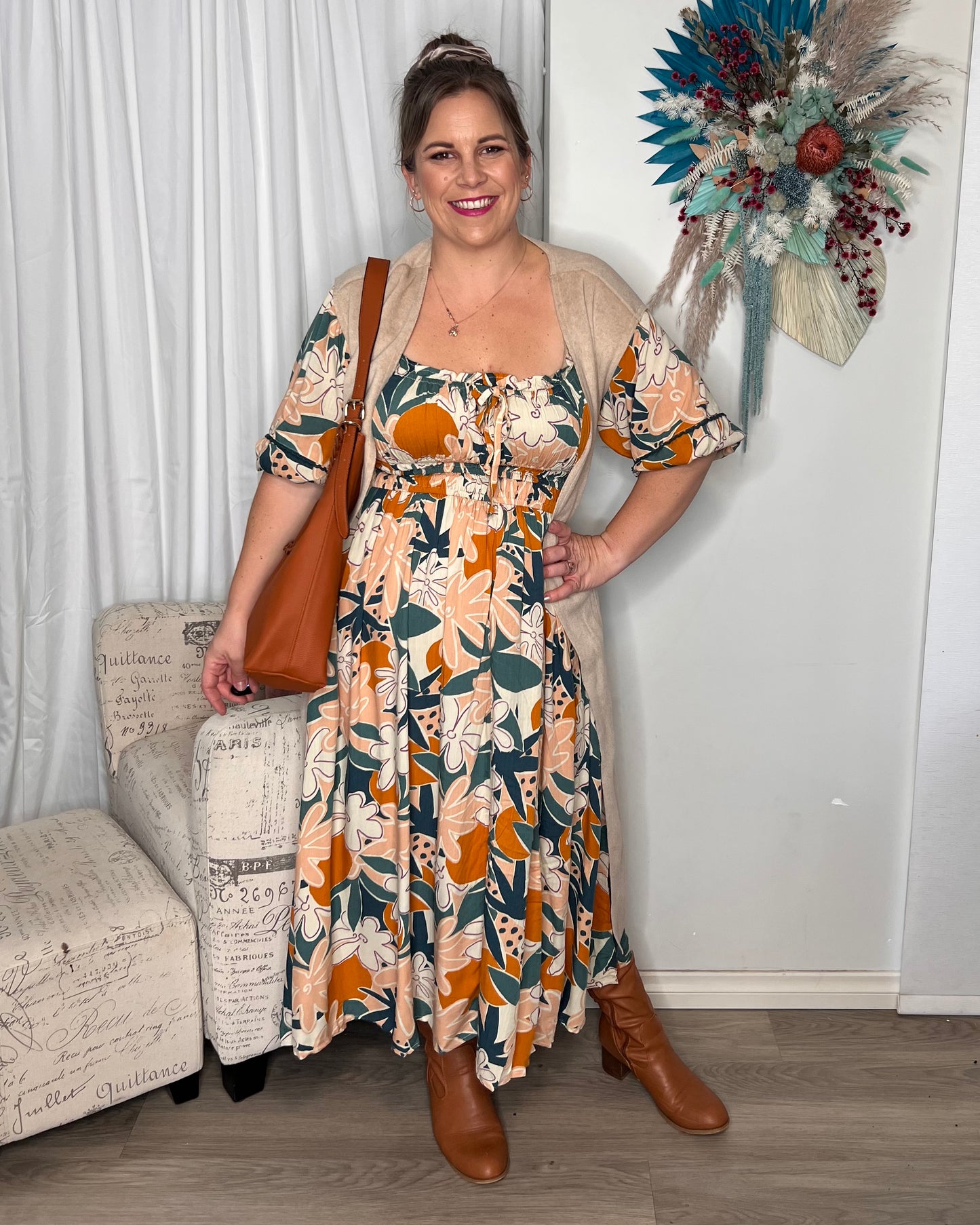 Turner Dress: A twist on our bestselling Kirrily Dress, the Turner is has all the same features with the addition of lace detailing around the arm in a gorgeous new floral print

 - Ciao Bella Dresses - Boho Australia