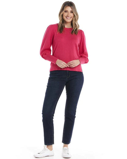 Charlotte Balloon Sleeve Knit Jumper: This relaxed fit jumper features a crew neckline and unique balloon sleeves, perfect for adding some pizazz to your autumn wardrobe. Made from the softest material,  - Ciao Bella Dresses 
