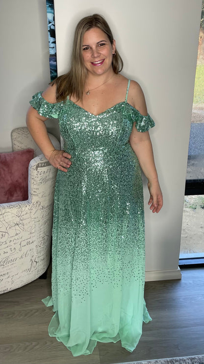 Belle Sequin Chiffon Gown: 
The Belle Dress is aptly named, because when wearing it, you surely will be Belle of the Ball. This sequin and chiffon dress will make you feel like a fairy princes - Ciao Bella Dresses 