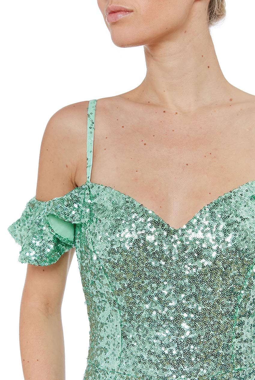 Miss Anne Sequin Bodice with Chiffon Skirt Gown in Mauve
