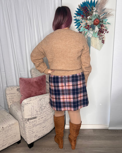Reilly Check Skirt: Fabulous and warm this fully lined wool blend skirt features a fun Winter check and looks great when paired with the matching Reilly Coat
Features:

Zip at centre ba - Ciao Bella Dresses 