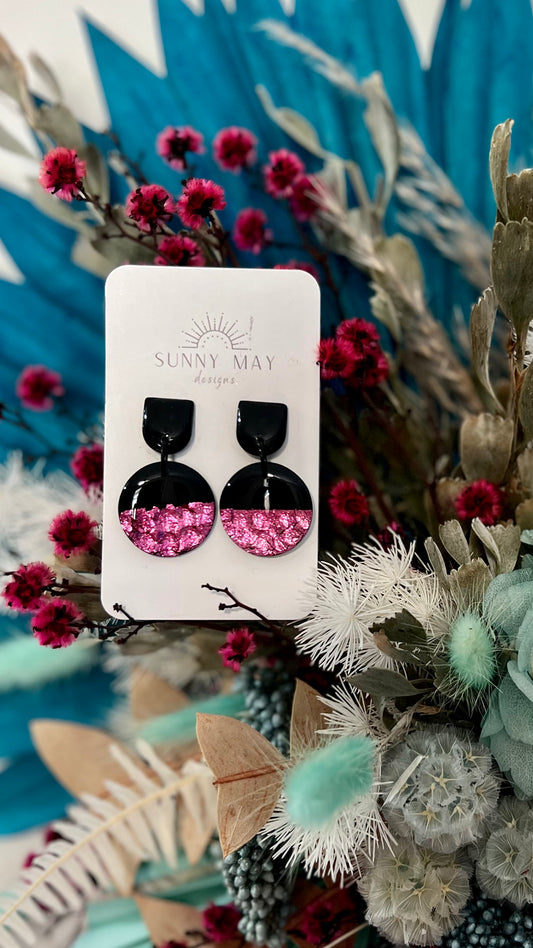 Sunny May Black Foil Earrings | Sunny May Designs | These earrings are handmade from a delightful mix of gloss black with a vibrant contrasting foil feature
These gorgeous pieces are made in Perth WA 