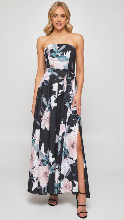 Jayla Floral Dress - Black | Style State | The Jayla Dress is an elegant maxi dress with a full skirt with extra fabric for added “swoosh”. Due to the full skirt, it is also perfect for a baby bump
Features:
