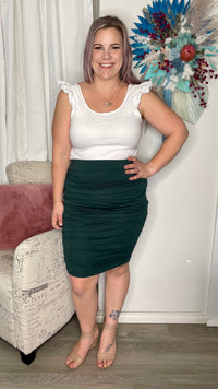 Nadia Skirt - Black | Betty Basics | Sleek, a little bit sexy and totally effortless, this pencil midi skirt is perfect to wear from day to night. Featuring flattering ruching and made with a double lay