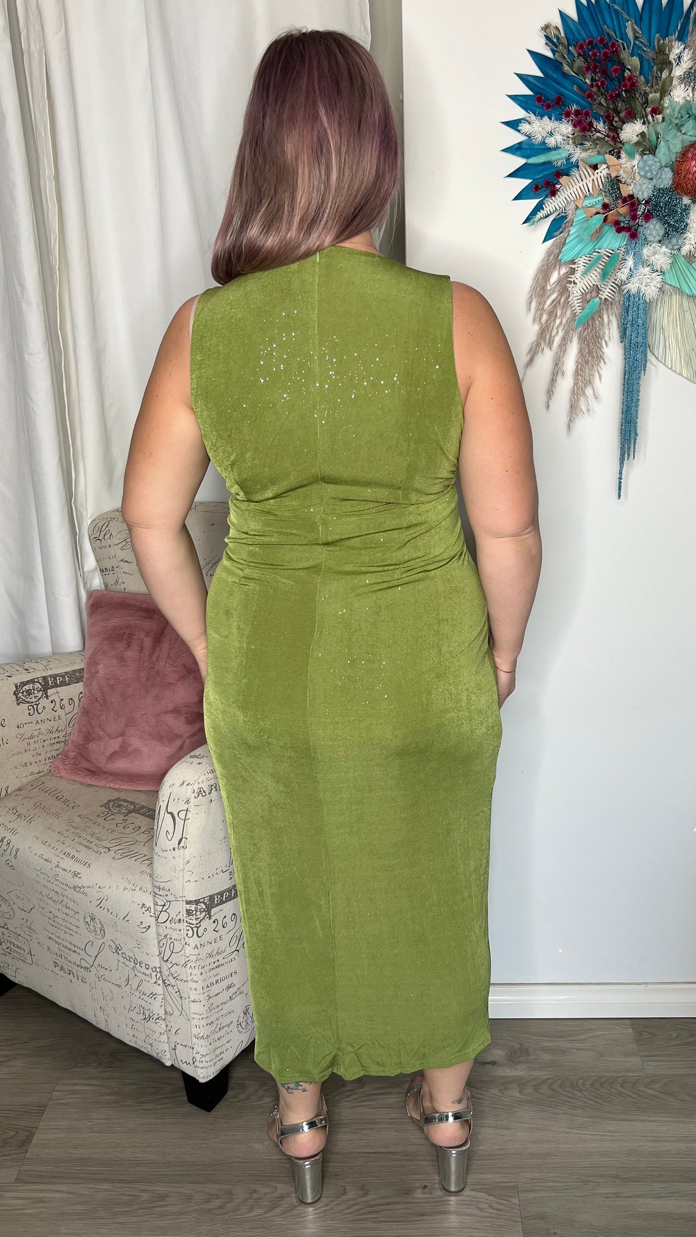 Green dress size on sale 18