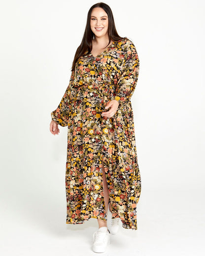 Brigitte Balloon Sleeve Maxi Dress | Sass Clothing | Get ready to turn heads in the Brigitte Balloon Sleeve Maxi Dress! This timeless and chic style features a flattering and floaty silhouette, a maxi length, and a rem