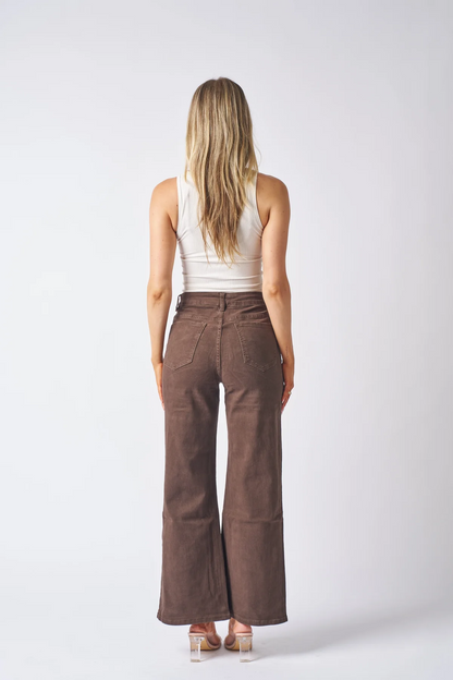 Cindi Wide Leg Jean - Brown