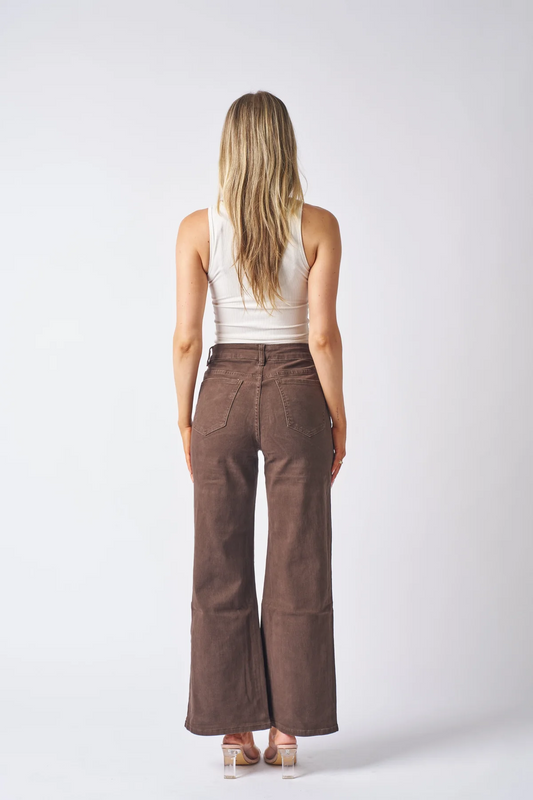 Cindi Wide Leg Jean - Brown
