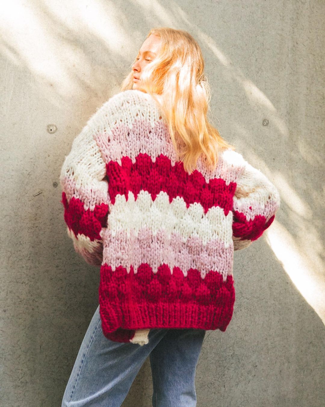 Pink chunky hotsell knit cardigan