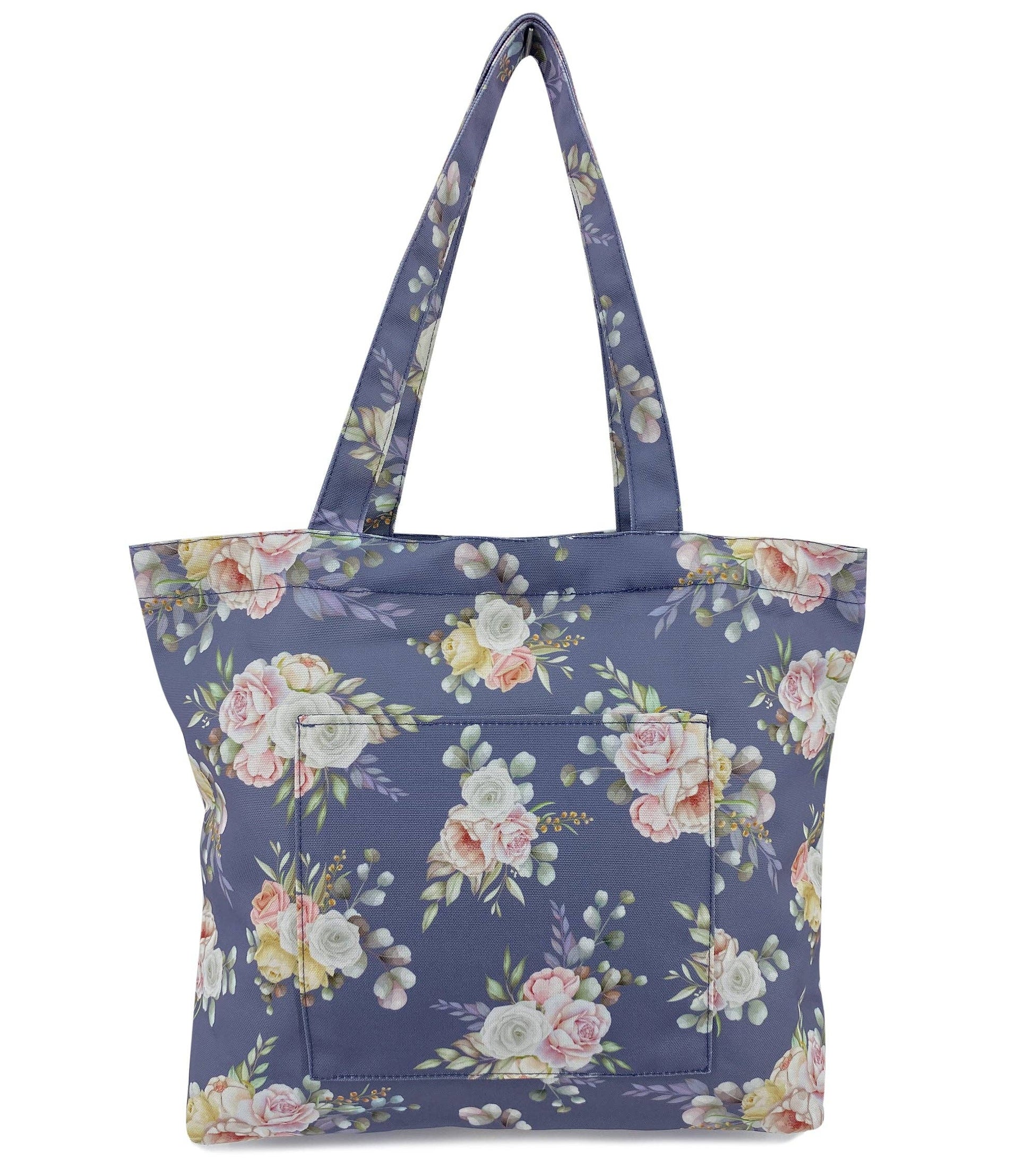 Emma Rose Canvas Tote Bag with Front Pocket - Ciao Bella Dresses