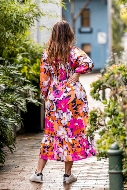 Hibis Dress - Pink and Orange Floral - Ciao Bella Dresses