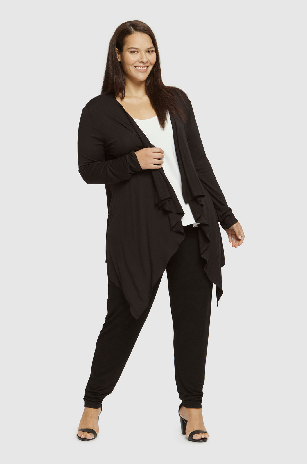 Bamboo Waterfall Cardigan: 
This cardi can be worn all year round. It looks great worn casually with jeans/leggings and a simple tee. It's also an easy and comfortable piece to wear to work -  - Ciao Bella Dresses - Bamboo Body