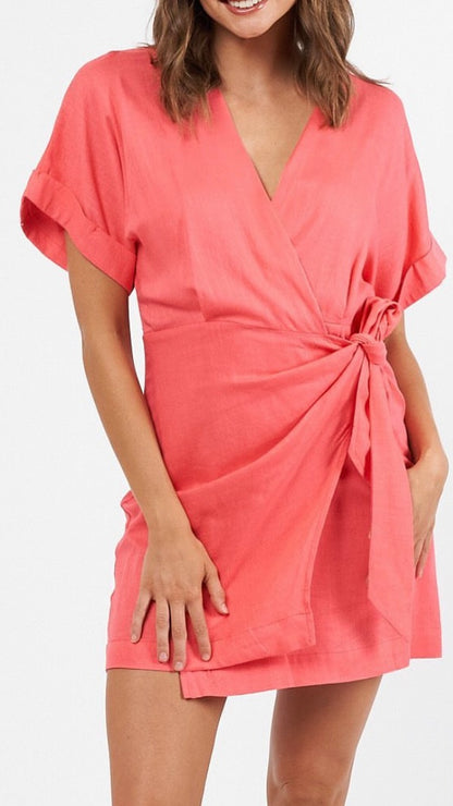 Olivia Mini Wrap Dress - Watermelon - Ciao Bella Dresses