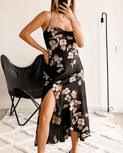 Nova Slip Dress - Black Floral - Ciao Bella Dresses