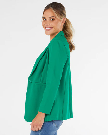 Portsea Blazer - Emerald | Betty Basics | It doesn't get more classic than this versatile layering piece. We call it the Goldilocks of blazers: not too big, not too small and structured enough to wear over a