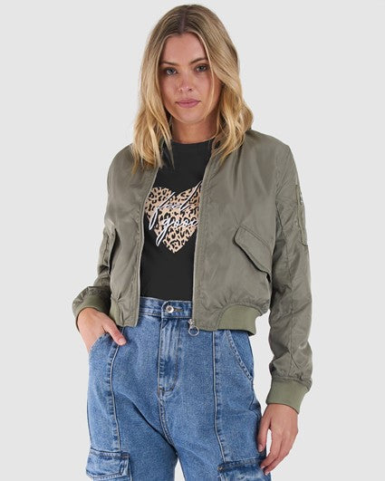 Stylish &amp; cool, the Zoe Bomber has you covered in every department. With classic bomber styling that zips at the front it is sure to keep you warm and secure in  - Zoe Bomber Jacket - Sass Clothing