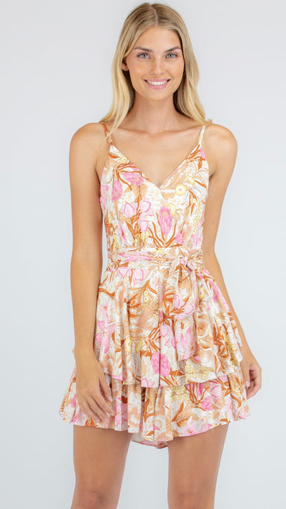 Aisling Playsuit - Pink Floral - Ciao Bella Dresses