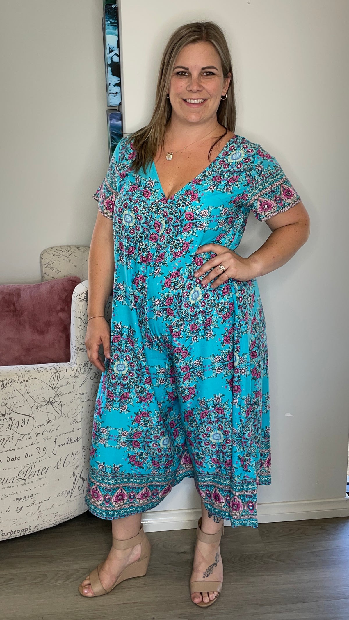 Harlow Jumpsuit - Turquoise Mandala - Ciao Bella Dresses
