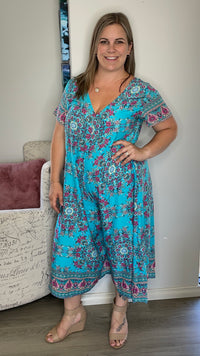 Harlow Jumpsuit - Turquoise Mandala - Ciao Bella Dresses