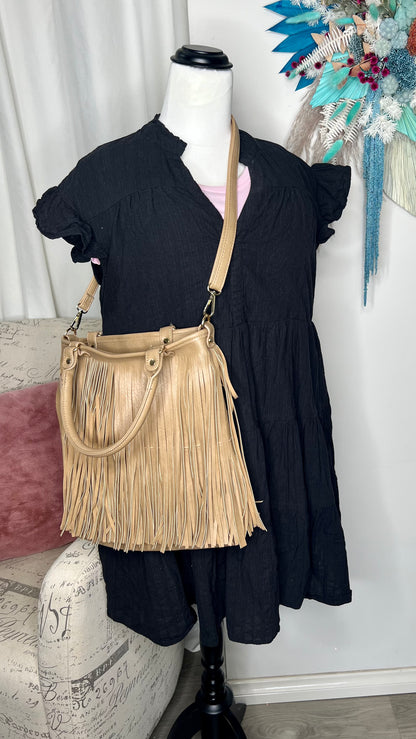 Fringe Handbag - Large - Tan - Ciao Bella Dresses