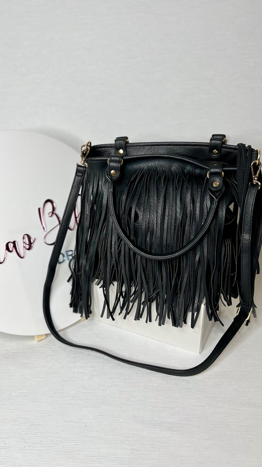 Fringe Handbag - Large - Black - Ciao Bella Dresses
