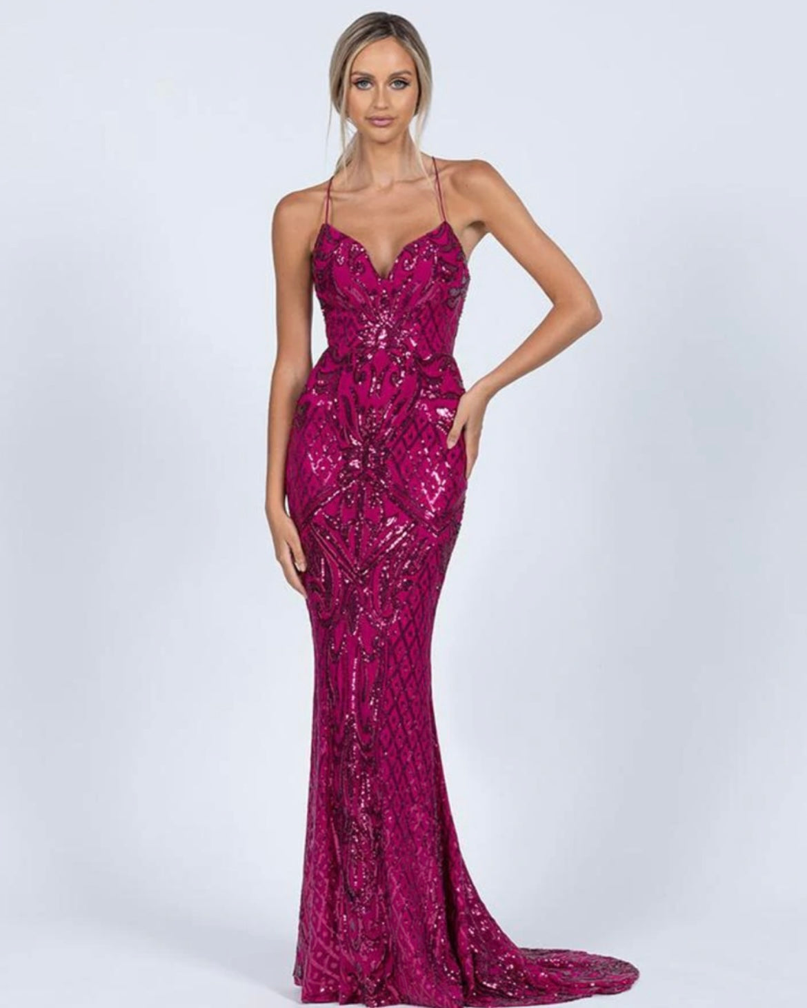 Ariel Strappy Gown - Pink Sequin - Bariano - Ciao Bella Dresses Ariel Strappy Gown - Pink Sequin - Bariano - Ciao Bella Dresses