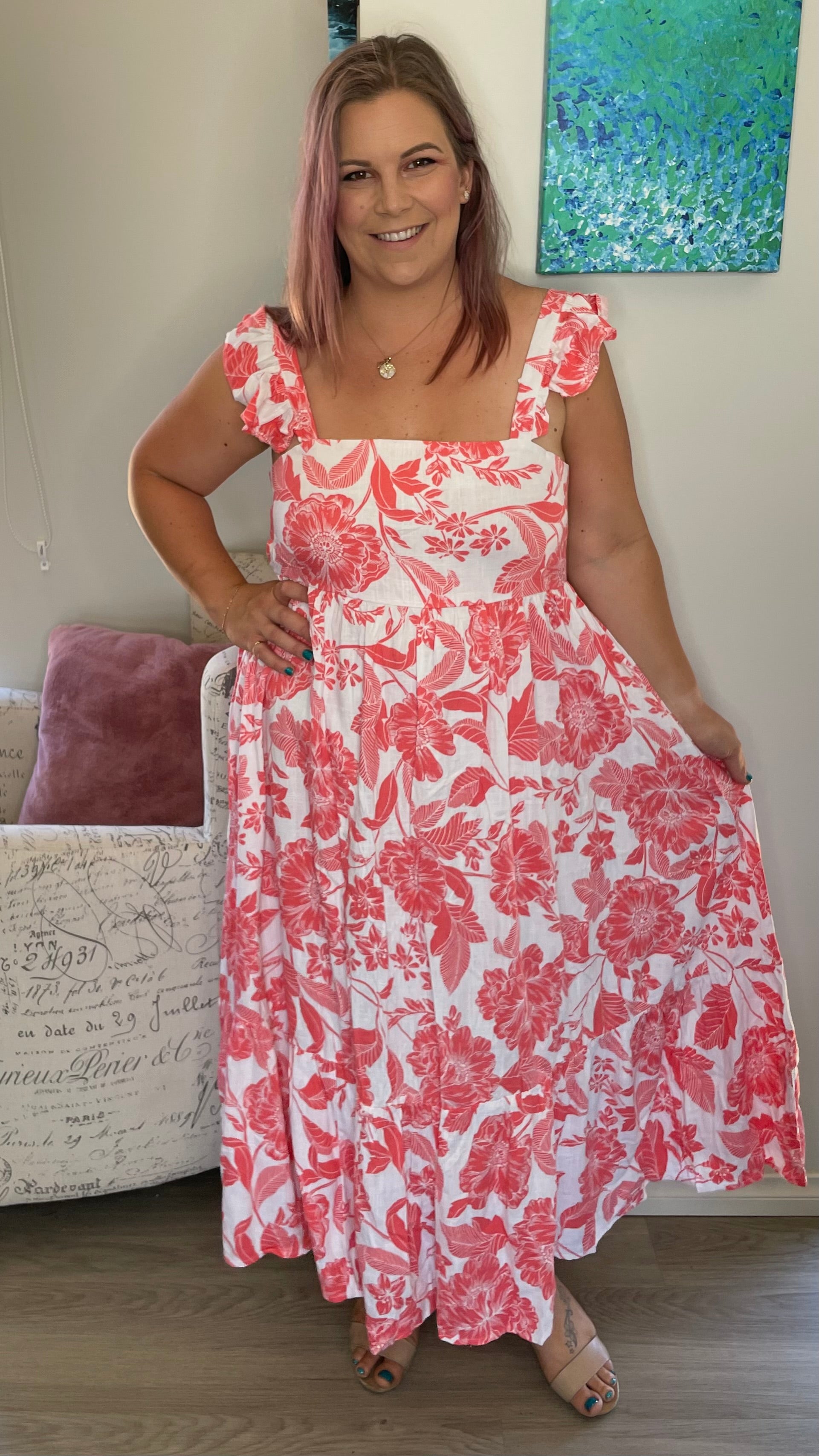 Eleanor Maxi Dress - Pink Floral - Ciao Bella Dresses