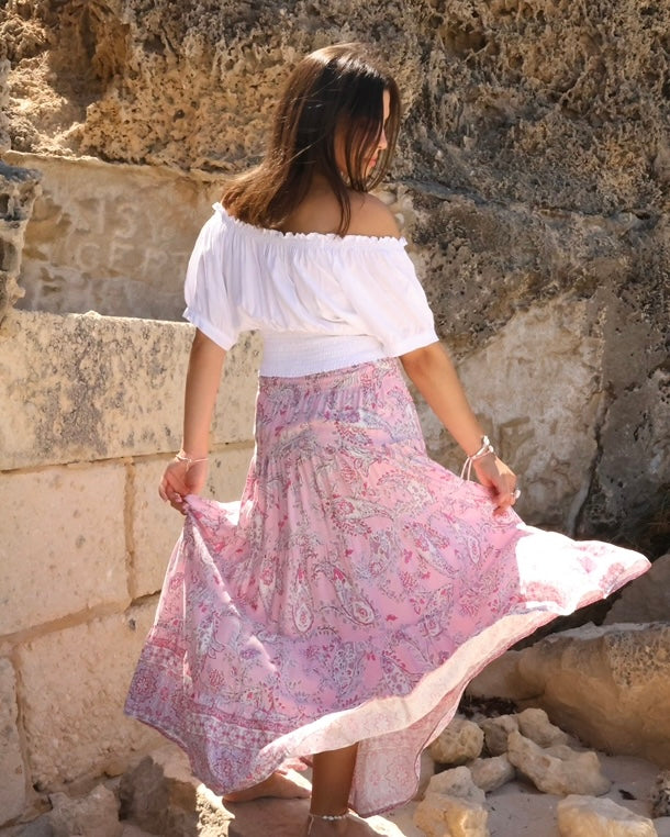 Pink flowy maxi top skirt