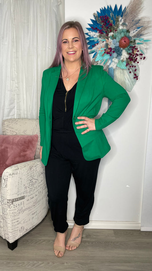 Portsea Blazer - Emerald | Betty Basics | It doesn't get more classic than this versatile layering piece. We call it the Goldilocks of blazers: not too big, not too small and structured enough to wear over a
