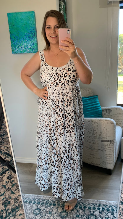 Snow Leopard Maxi Dress - Ciao Bella Dresses