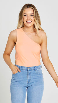 Bec One Shoulder Top - Peach - Ciao Bella Dresses