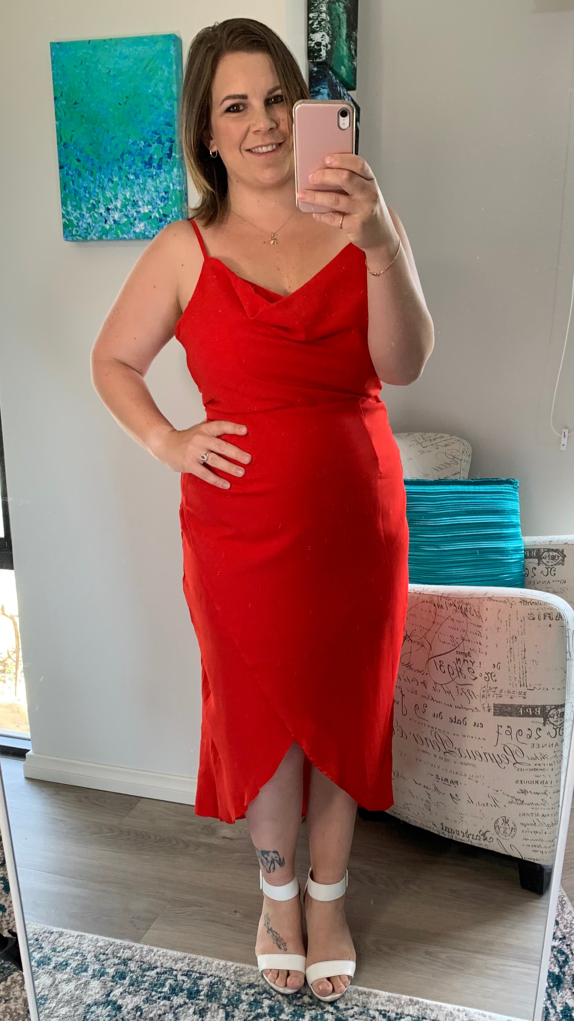 Lola Cowl Neck Dress - Red - Ciao Bella Dresses
