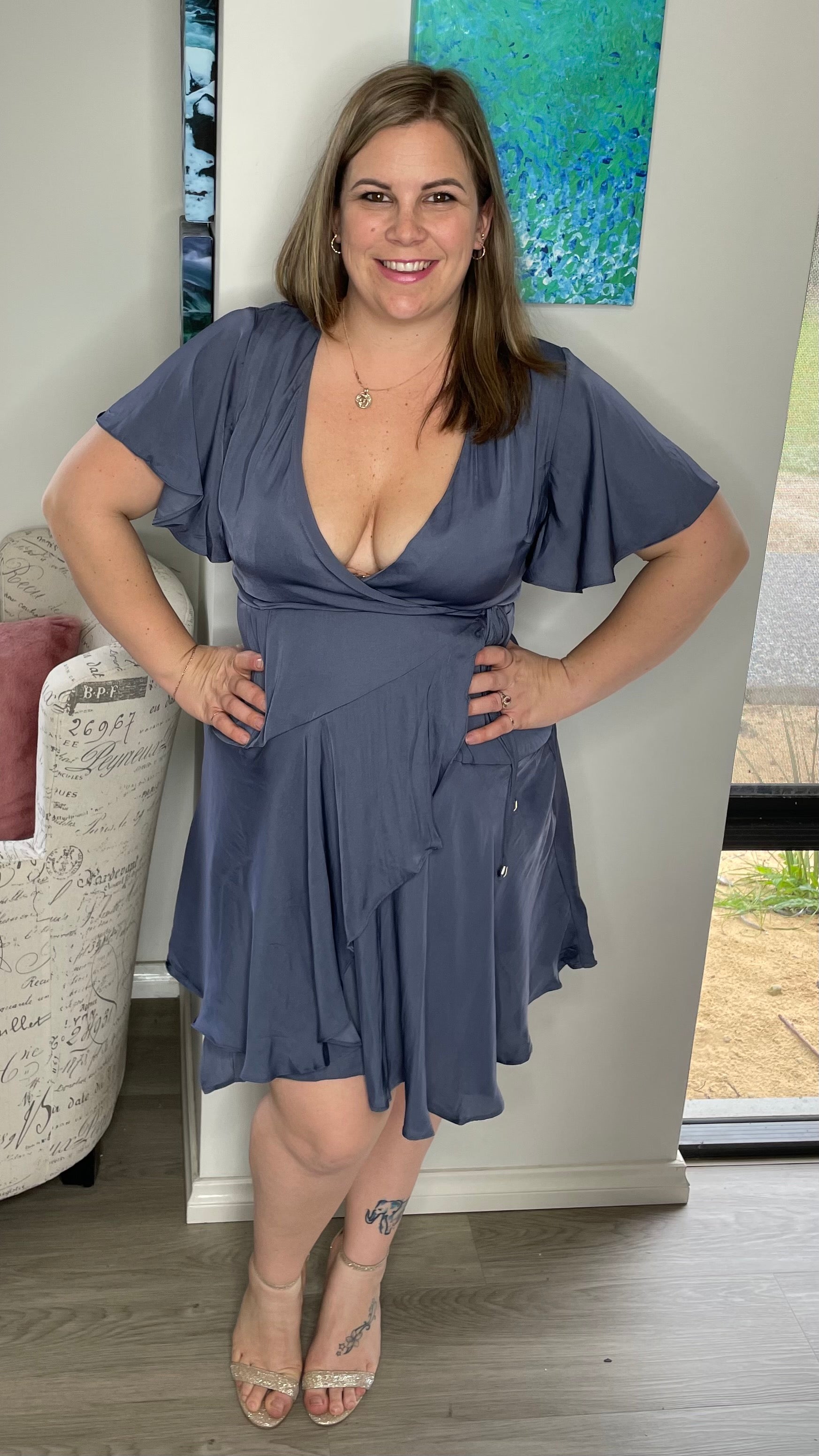 Steel blue outlet plus size dress