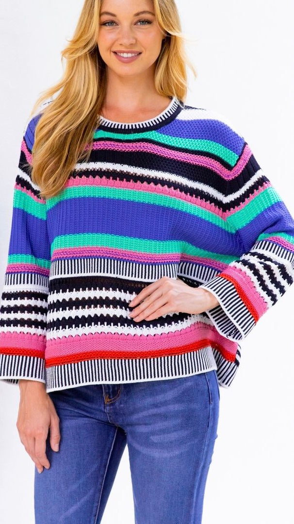 Gracie Knit Jumper: No drab colours this season! The Gracie Knit is a relaxed fit knit in two bright and cheerful prints
Features:

Short lenth
Wide sleeves

Sizing: Gracie is a relaxed - Ciao Bella Dresses 