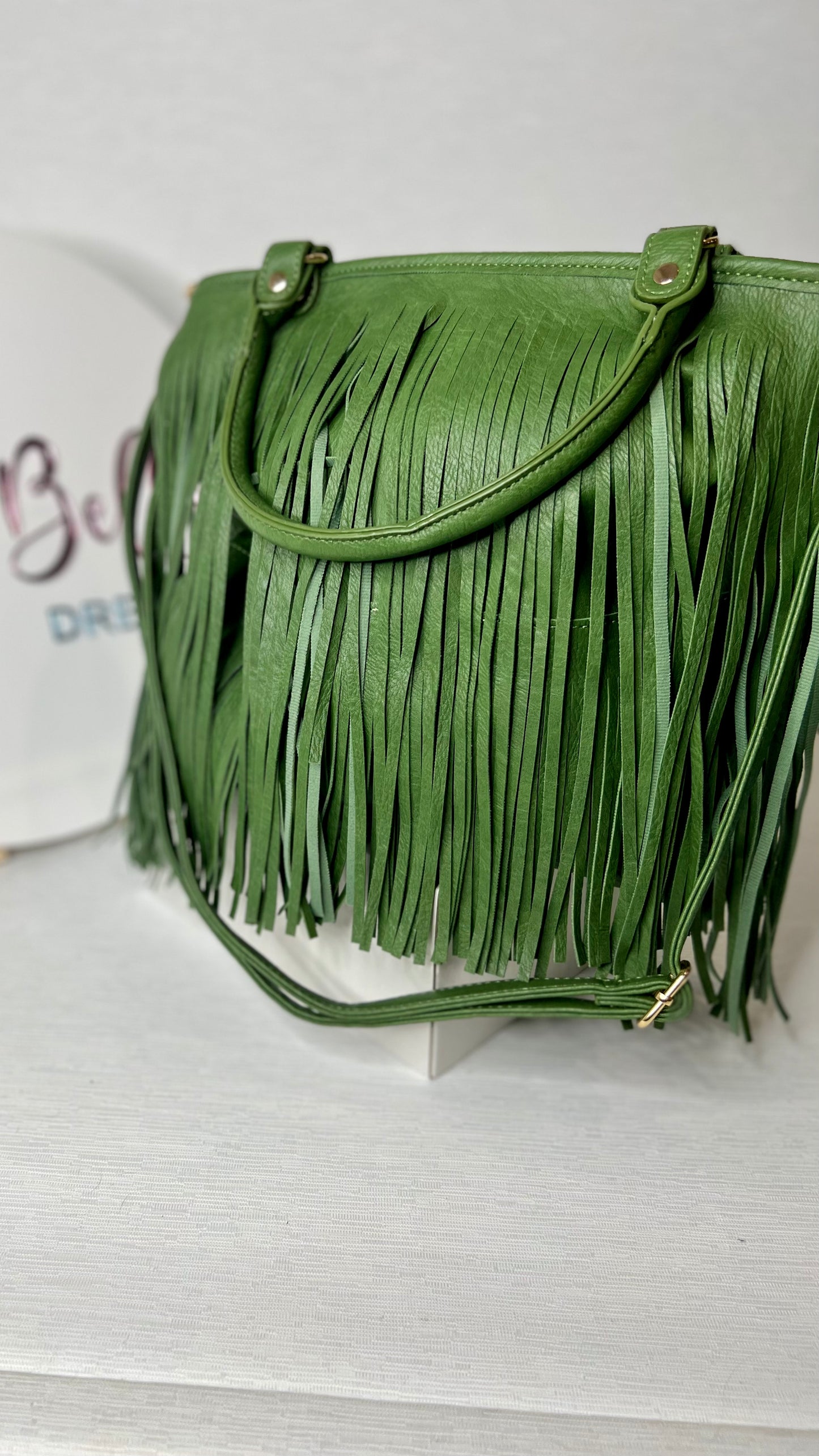 Fringe Handbag - Large - Forest Green - Ciao Bella Dresses