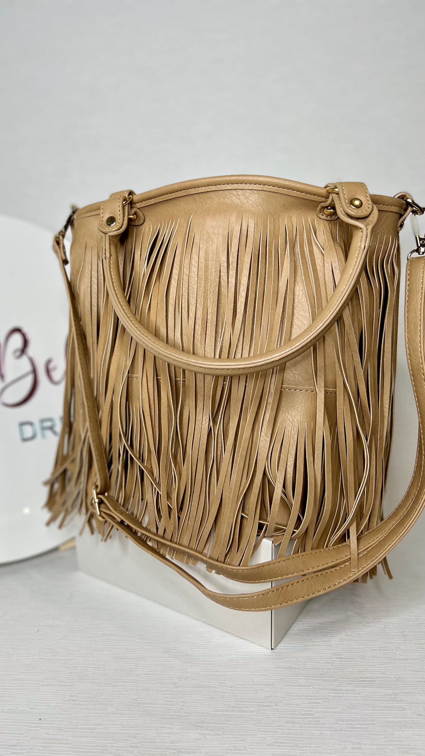 Fringe Handbag - Large - Tan - Ciao Bella Dresses