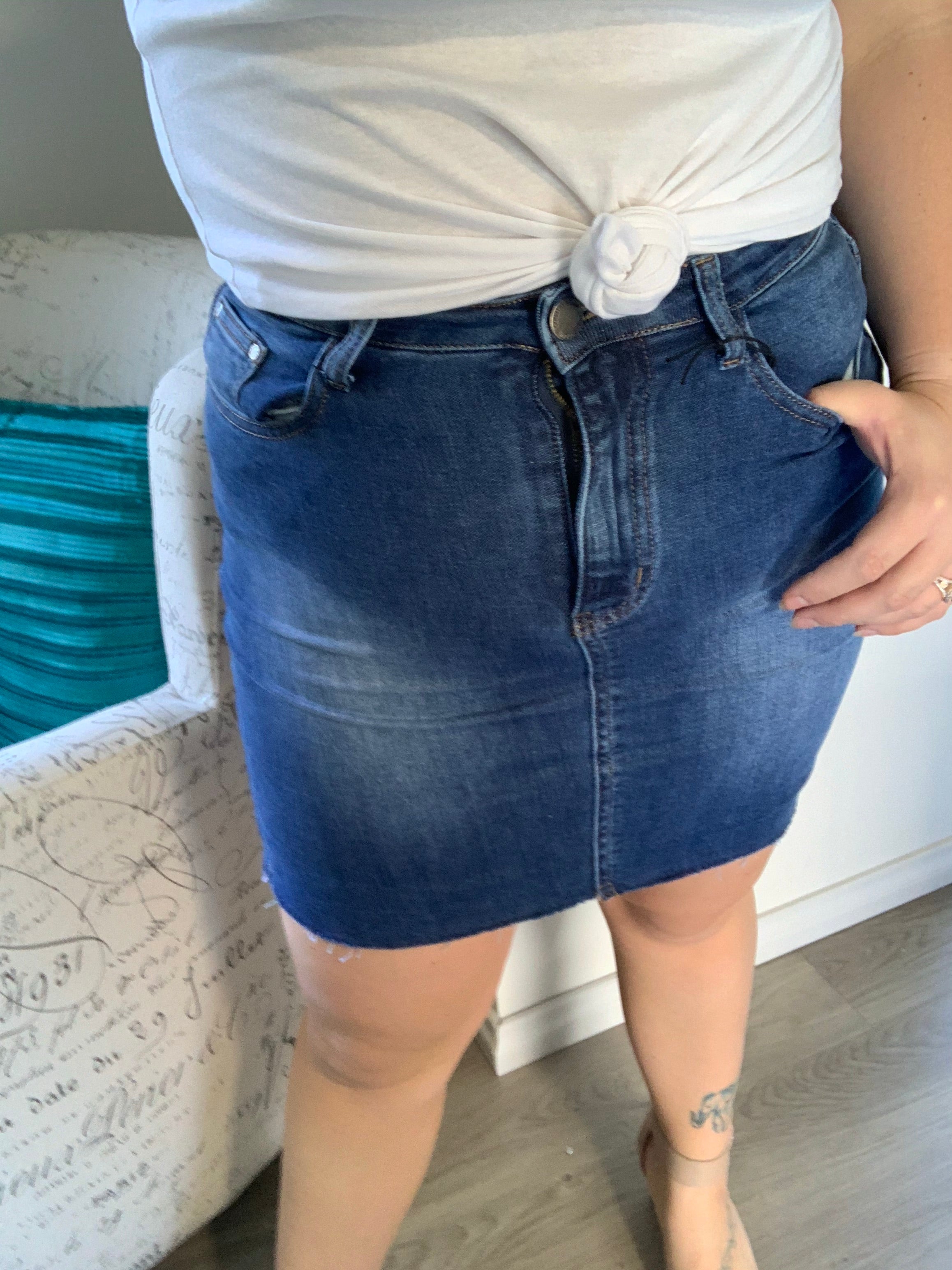 Denim mini skirt size 16 sale