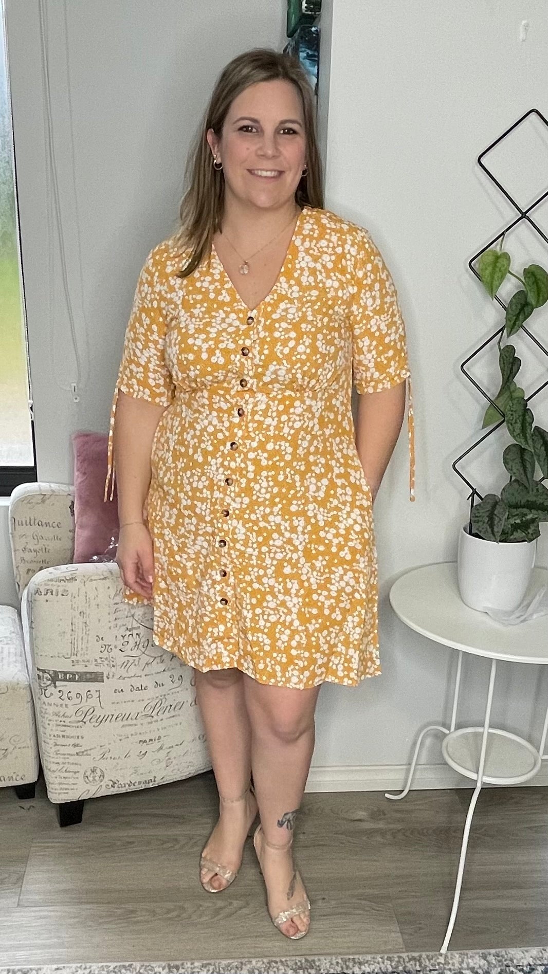 Cassidy Button Down Dress - Yellow - Ciao Bella Dresses