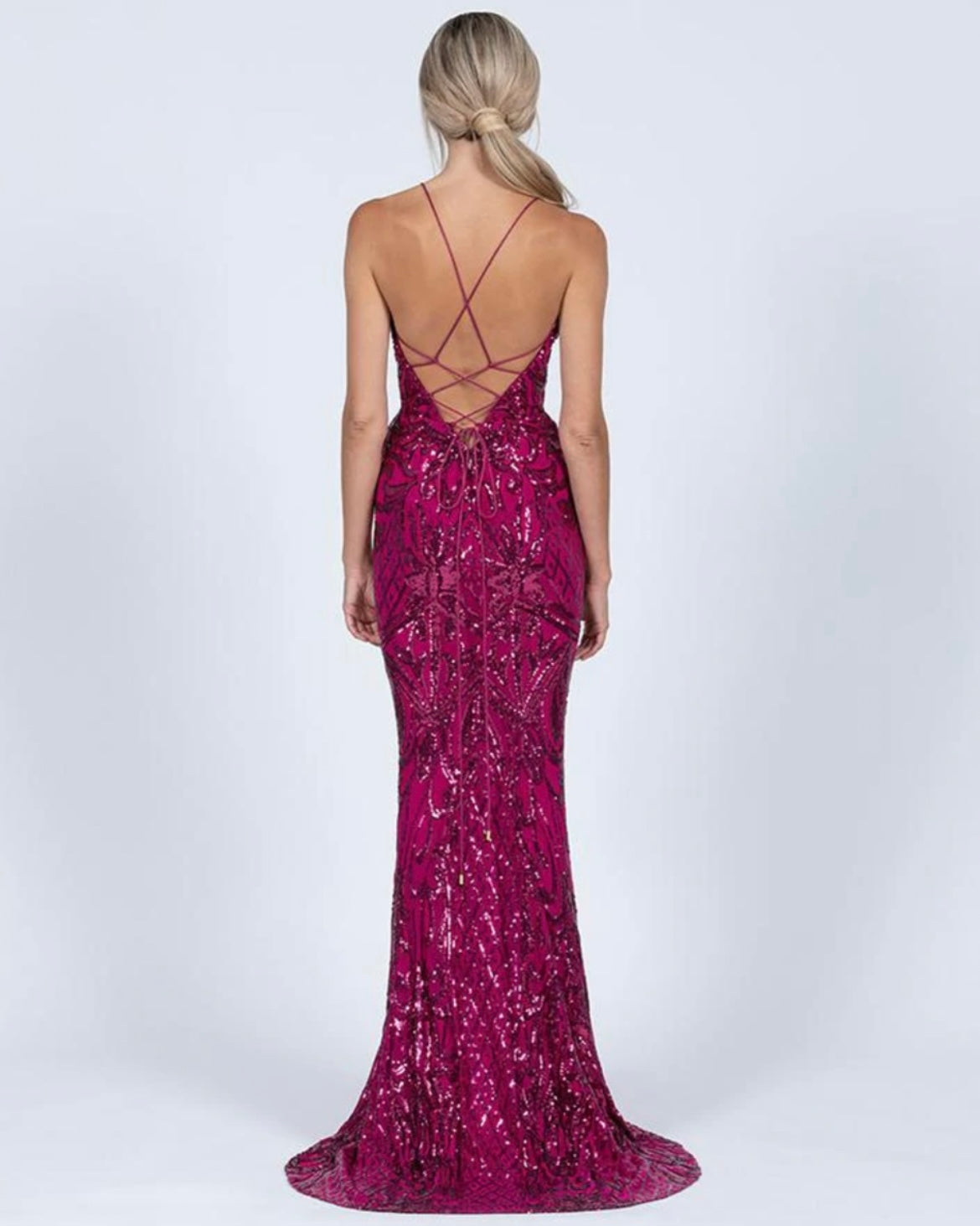 Ariel Strappy Gown - Pink Sequin - Ciao Bella Dresses