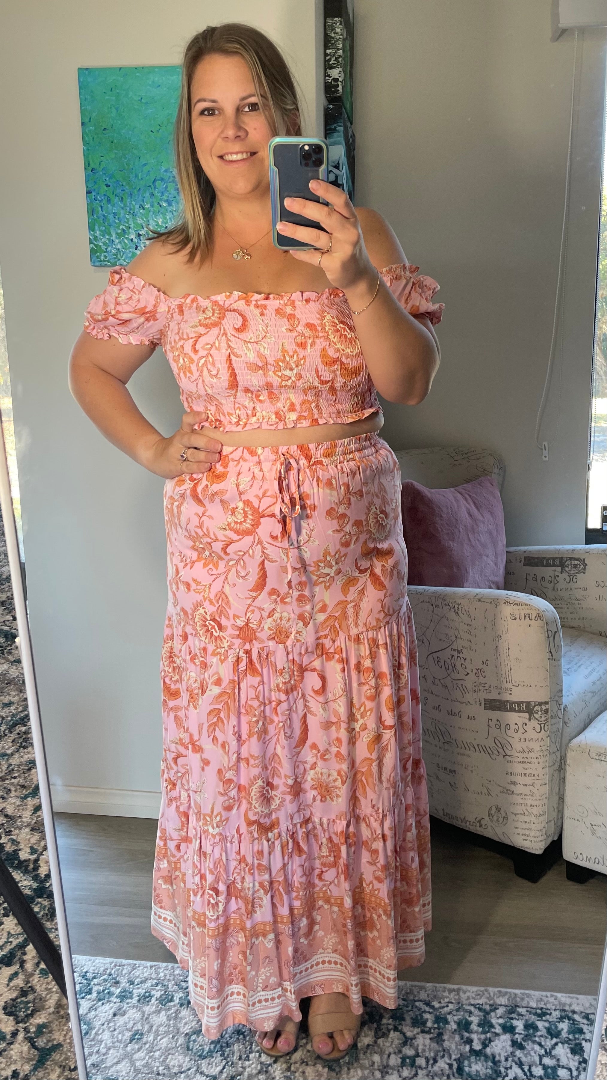 Peach boho cheap dress