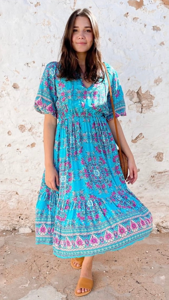 Lawrie Dress - Turquoise Mandala - Ciao Bella Dresses