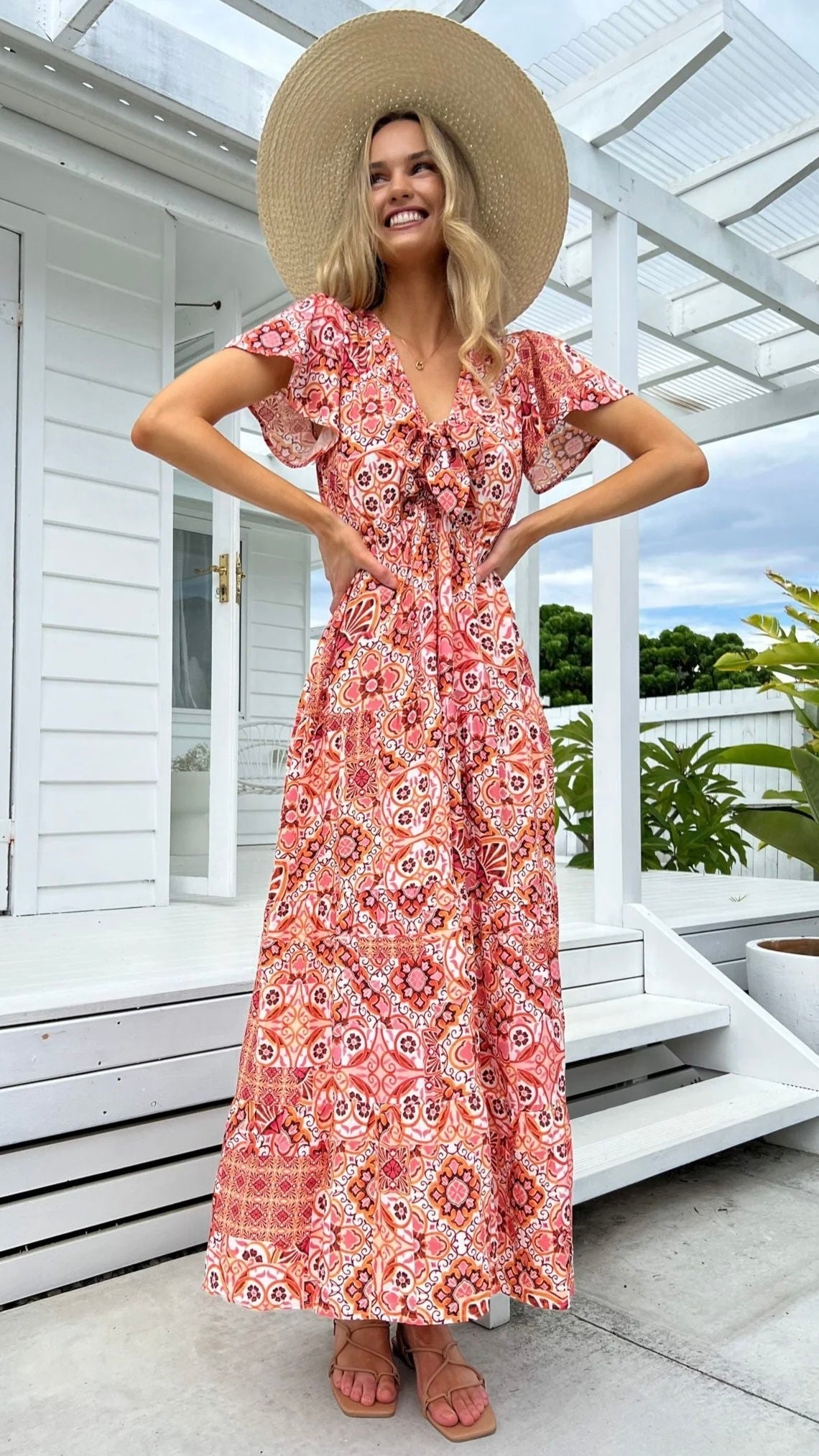 Lily Tie Maxi Dress: The Lily Tie Dress is a stunning maxi dress with a tie front making it a great breastfeeding dress. The beautiful print and tie front design make this dress perfect  - Ciao Bella Dresses 