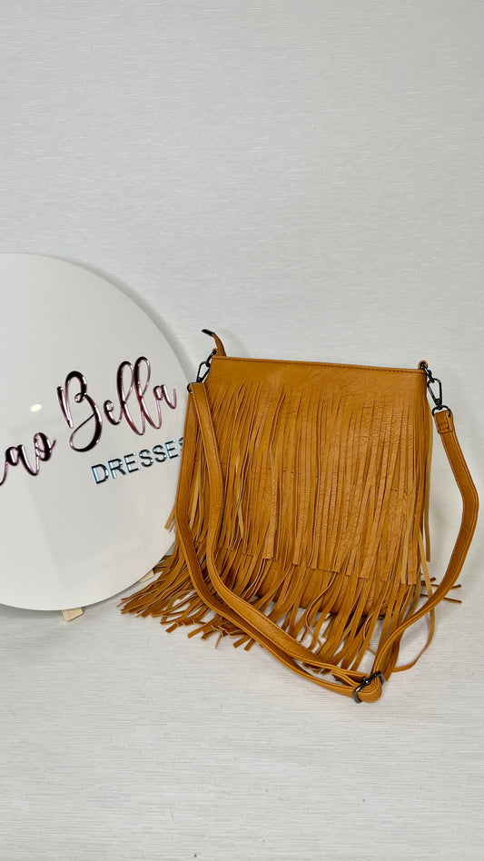 Fringe Handbag - Medium - Mustard - Ciao Bella Dresses