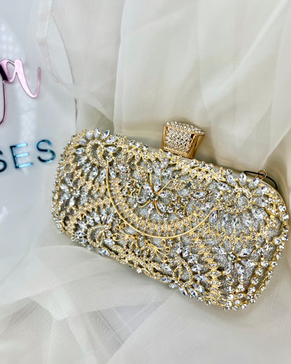 Myrtle Evening Bag: This stunning piece will bring together your evening outfit with it’s gorgeous pops of bling
Features:

Interchangeable handles / straps 
Solid handle, 1 x 38cm chai - Ciao Bella Dresses - Ciao Bella Dresses