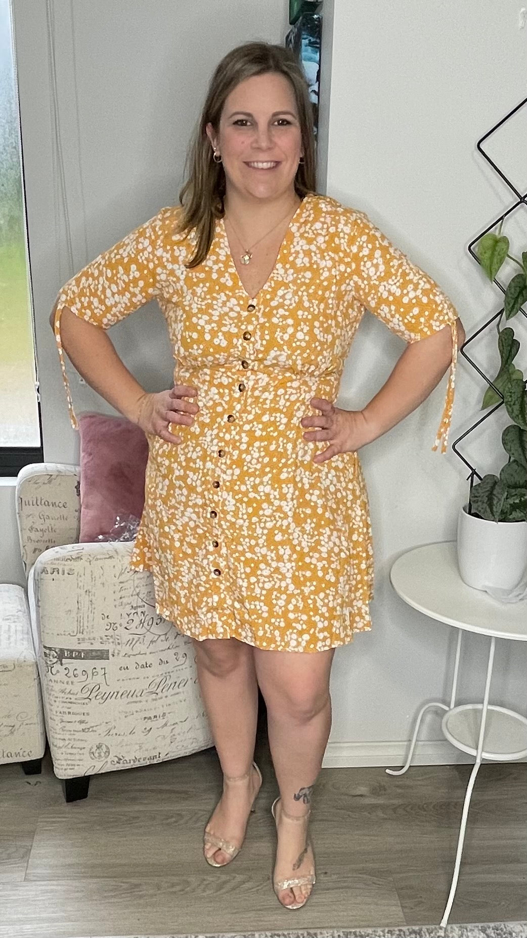 Cassidy Button Down Dress - Yellow - Ciao Bella Dresses
