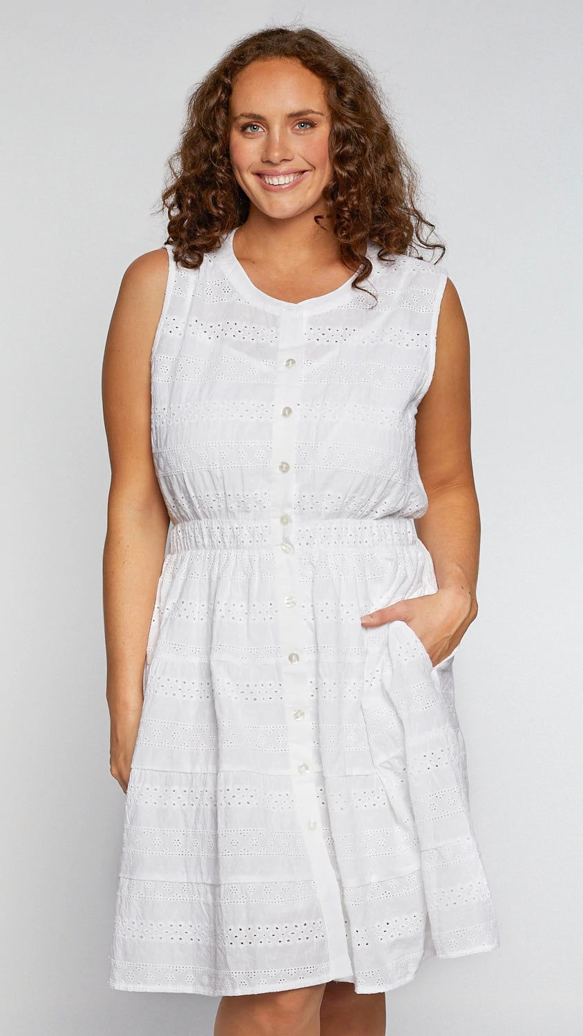 Matilda Sleeveless Dress - White - Ciao Bella Dresses