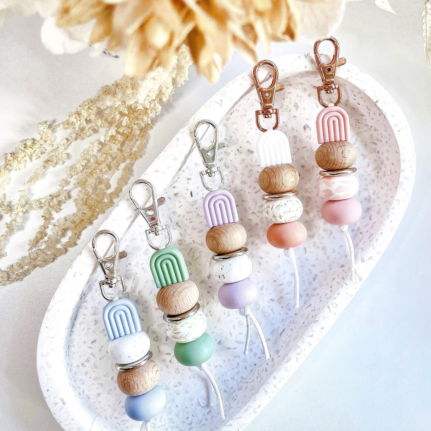 Little Bo Beaded Silicone Keyrings - Rainbow - Ciao Bella Dresses